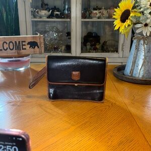 Celine clutch bag with leather wrist strap